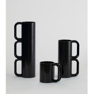 Heller Black Stacking Maxmug Lella Massimo Vignelli 6 Piece New In Box MUGS